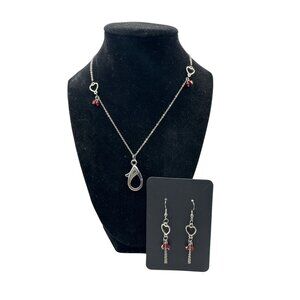DONT MESS WITH CUPID RED LANYARD NECKLACE & EARRING SET